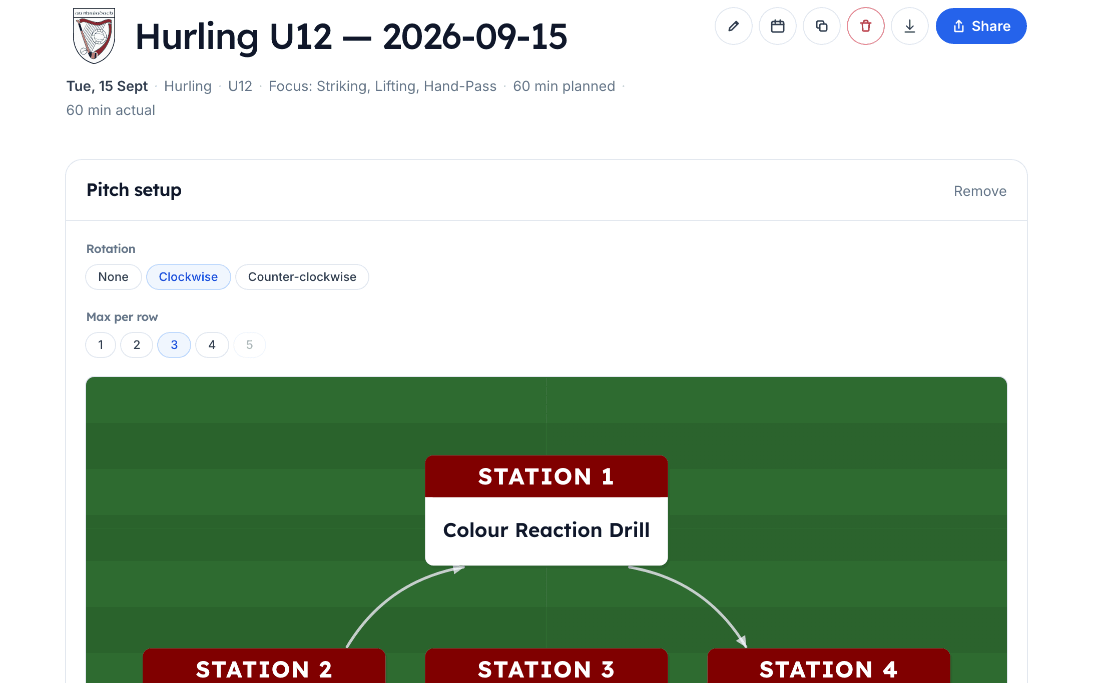 A session themed with Bredagh's crest and club colours