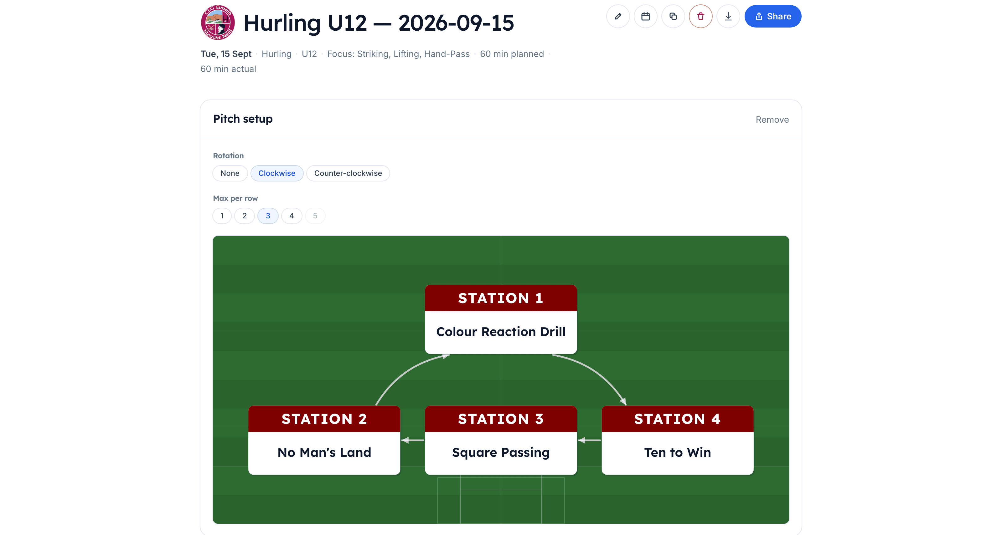 A session themed with Slaughtneil's crest and club colours