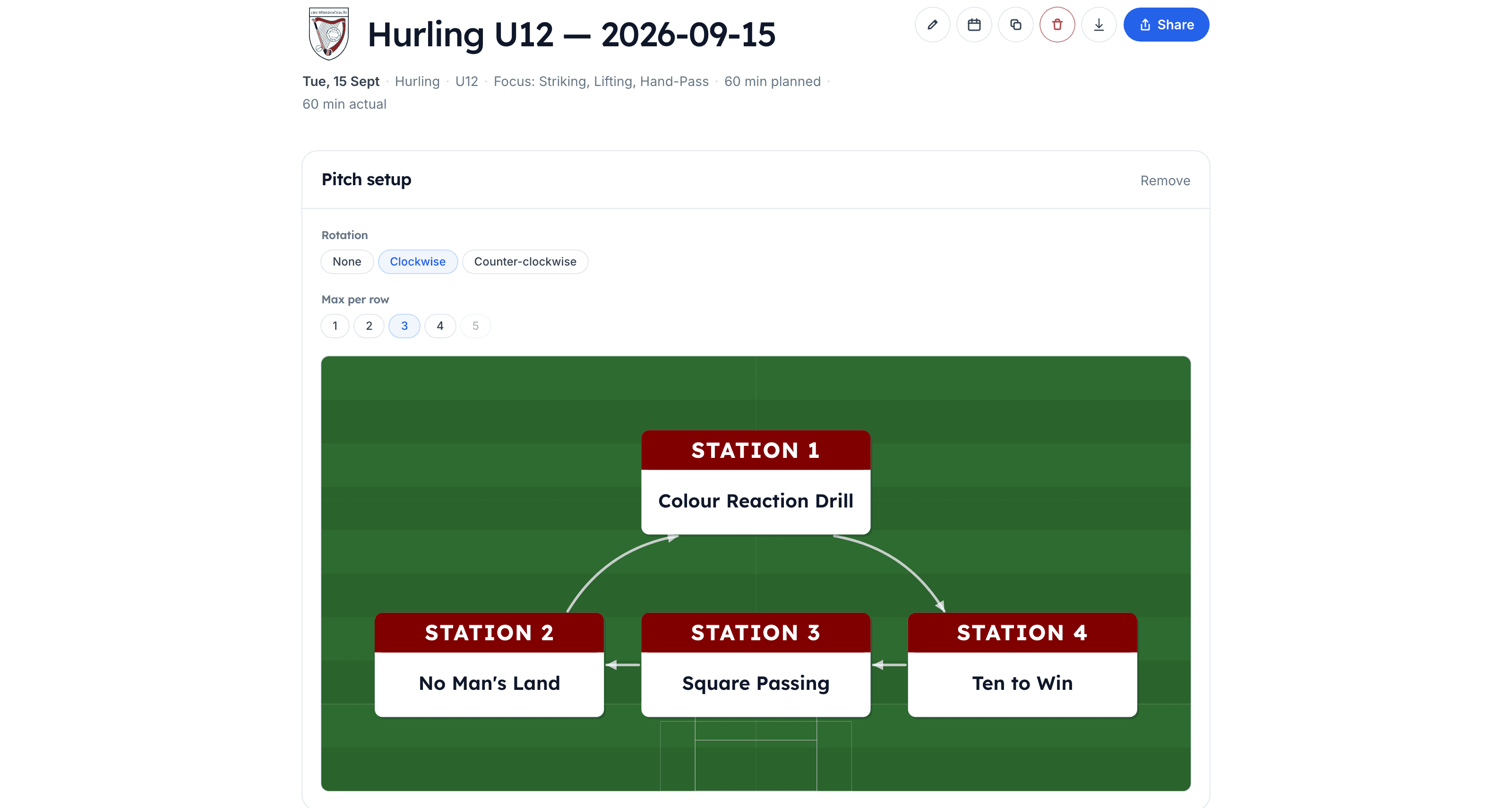 A session themed with Bredagh's crest and club colours